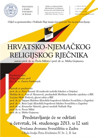 Predstavljanje Hrvatsko-njemačkog religijskog rječnika